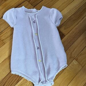 Janie and Jack Lilac knit romper with flowers and lemons